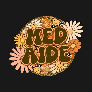 Med Aide Retro Groovy Floral Leopard T-Shirt