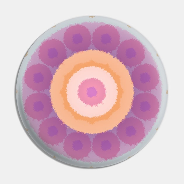 Circles Pattern of Blue, Purple, Orange and Pink Pin by Peaceful Space AS