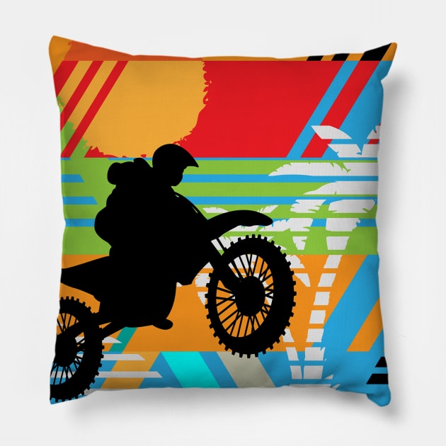 Dirt Bike Vintage Design Pillow by vpdesigns