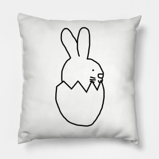 Bunny Rabbit Hatching from Easter Egg Minimal Design Pillow