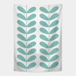 Aqua Blue Retro Flowers Tapestry