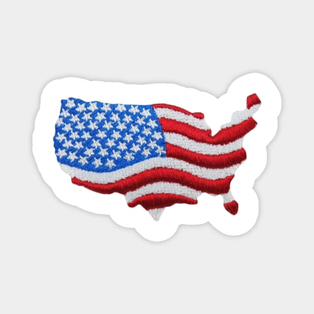 Embroidery American Flag Map Magnet by anacarminda