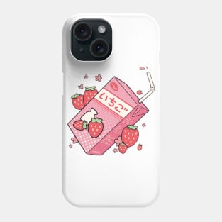 STRAWBERRY MILK KAWAII FACE ANIME KAOMOJI EMOTICON CARTOON Phone Case