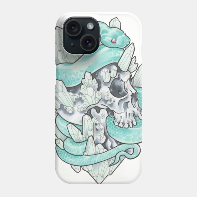 White Crystal Skull Phone Case by NinjaSquirell