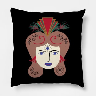 Woman with head jewelry Pillow