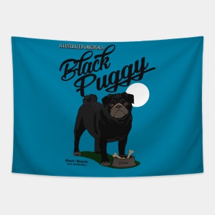 Black Puggy - cute Dog Tapestry