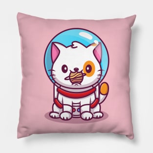 Cute Cat Astronaut With Ball Cartoon Pillow