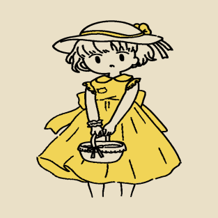 girl with yellow dress bought basket T-Shirt
