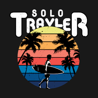 solo traveler retro palm surf beach T-Shirt