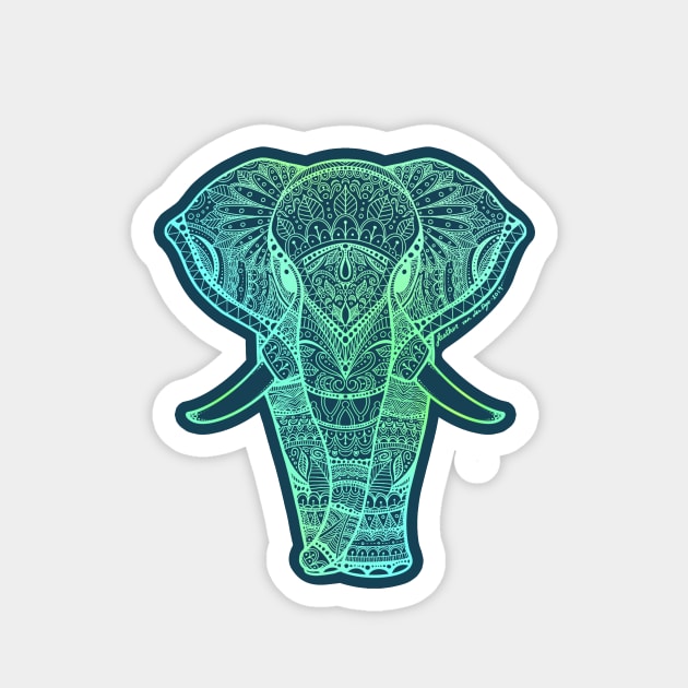 Elephant Mandala | Dark Navy Magnet by vanderdys