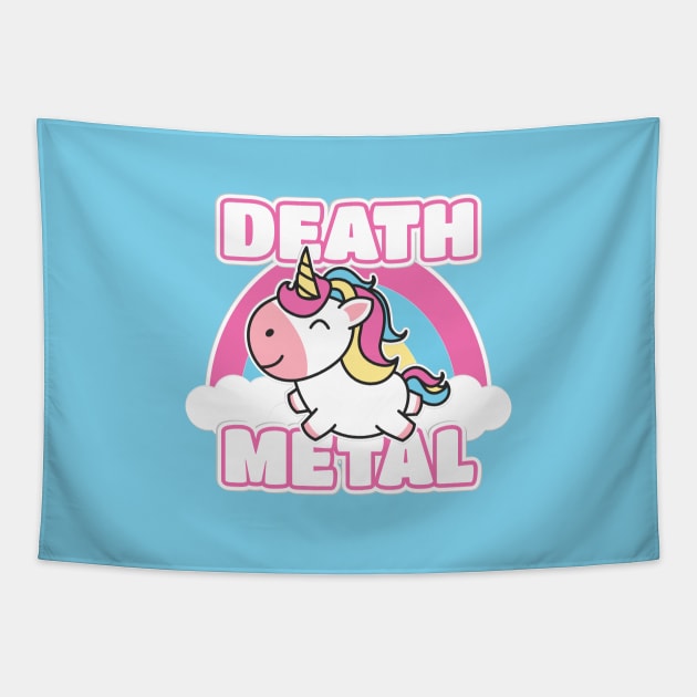 Unicorn death metal Tapestry by Yaydsign