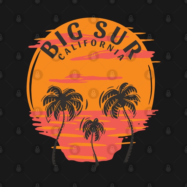 Big Sur California Sunset Skull and Palm Trees by Eureka Shirts