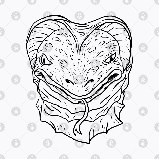 Scary Snake Monster Horror Black Lineart by Moonwing