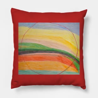 Redlined Circle In Centre With Colourful Background Pillow