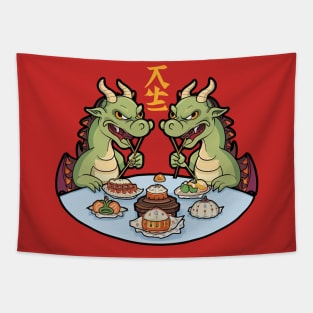 Dim Sum Dragons, Chinese Cartoon Style Tapestry