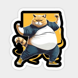 Chubby Fighter: Feline Mastery of Kung Fu Magnet