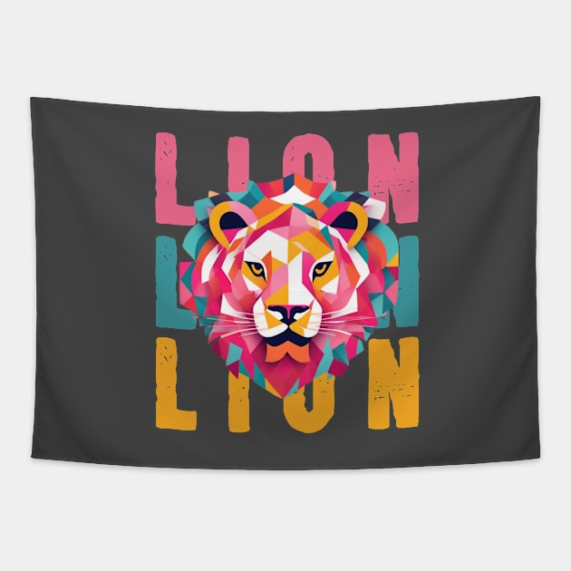 Cute Lion minimalist style art Tapestry by Moonlight Forge Studio