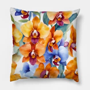 Watercolor Orchid Pattern Pillow