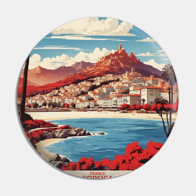 Corsica France Vintage Poster Tourism Pin by TravelersGems