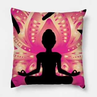 Lotus Mandala Meditation Silhouette Pillow