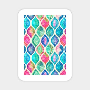Watercolor Ogee Patchwork Pattern Magnet