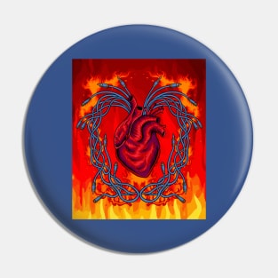 Flames Burning Heart On Fire Pin