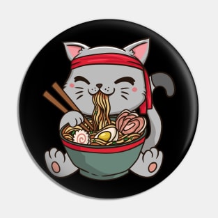 Cute Anime Ramen Cat - Otaku T-Shirt Pin