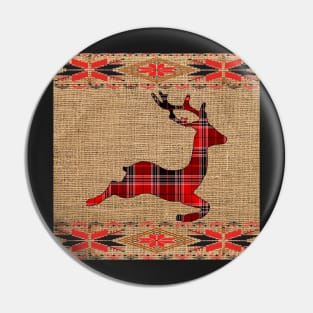 Christmas Deer Plaid Rustic Faux Burlap Look Unique Mugs, Pillows, Bedding & Other Gifts Pin