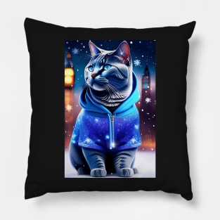 British Shorthair Cat In London Pillow