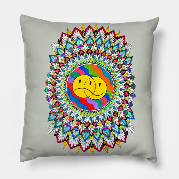 Mixed Emotions Mandala Pillow by Art by Rory 