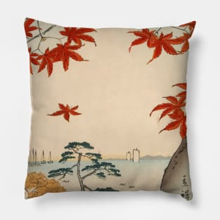 Japanese Maple Leaves Vintage Art Pillow