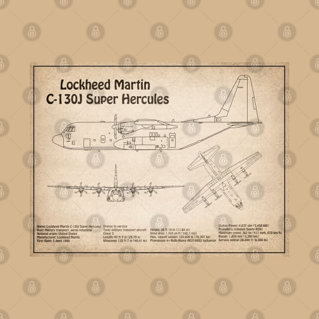 C-130 Hercules - Airplane Blueprint -  SD by SPJE Illustration Photography