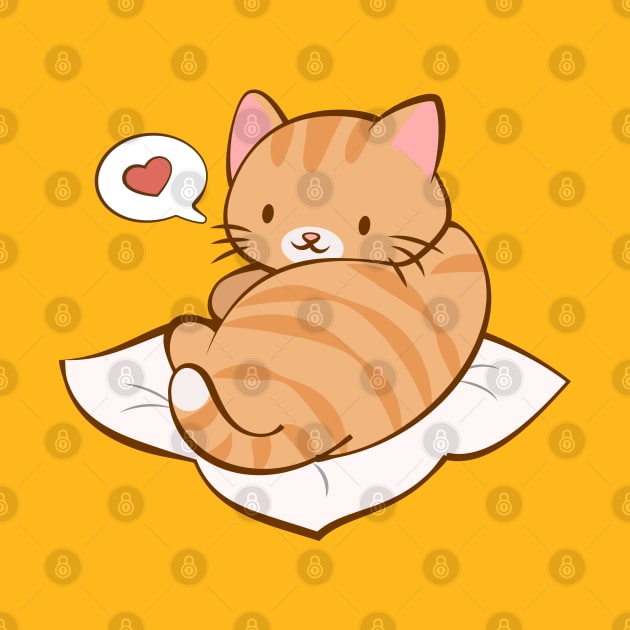 Kawaii Orange Tabby Kitty Cat Love by Irene Koh Studio