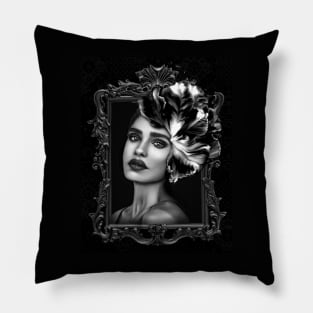 Dark black and white Ladies Fine Art Home Decor Wall Art Digital Prints Artwork Illustration Fine Pillow