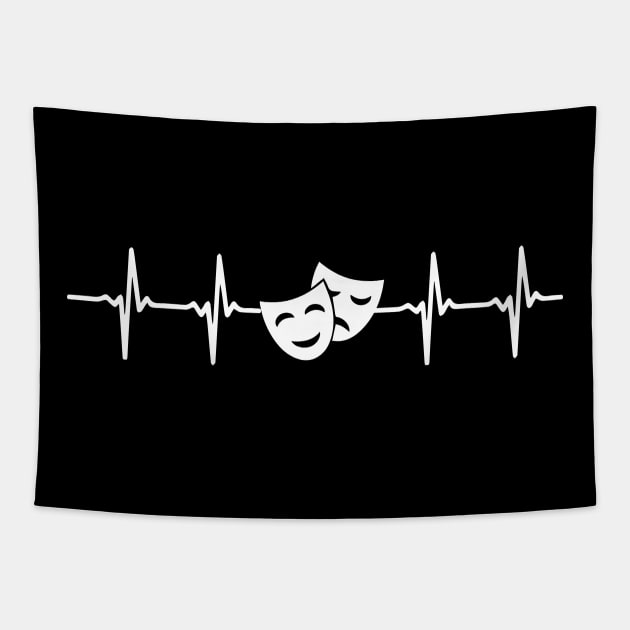 Theater Mask Heartbeat Tapestry by teesumi