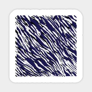 Zebra Print-Retro Modern- Abstract Pattern Square in Black ,White and Blue Magnet