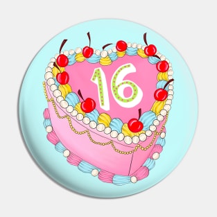 16th Birthday cake Pin