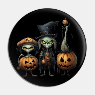 Halloween Characters: Skeleton Pumpkinhead, Zombie and Ghost Pin