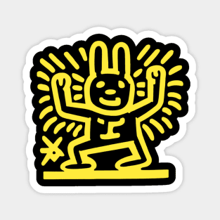 Funny Keith Haring, cat yoga Magnet