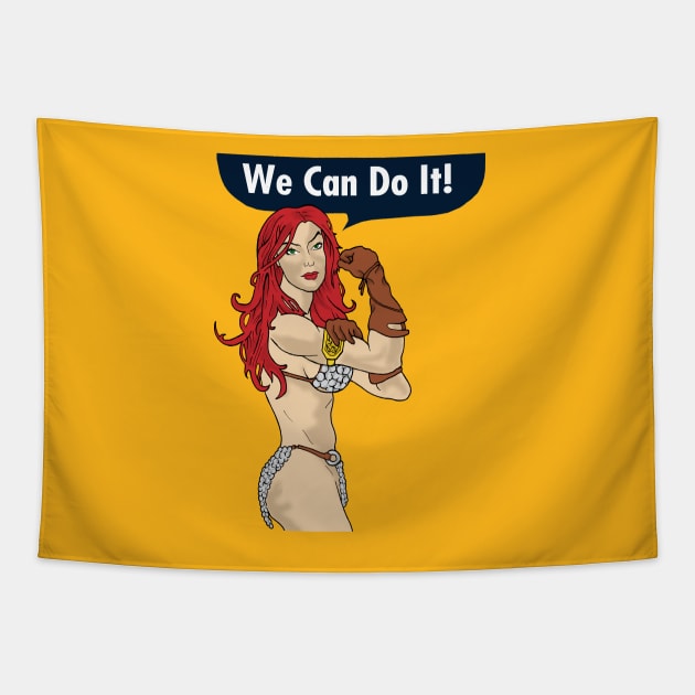 Red Sonja can do it Tapestry by RedSheep