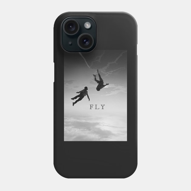 FLY - Skydriving photo parachute - B&W Phone Case by euror-design