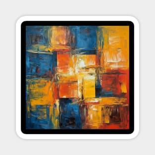 Minimalistic Geometric Patterns in an Abstract Oil Painting Magnet