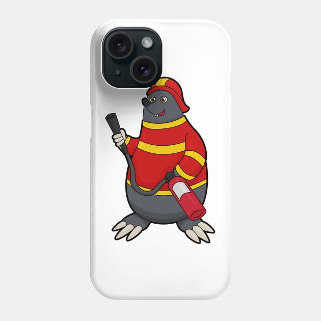 Mole as Firefighter with Fire extinguisher Phone Case by Markus Schnabel