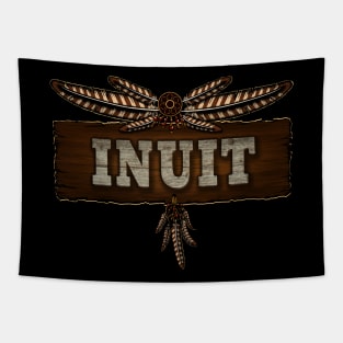 Inuit People Old Board Tapestry