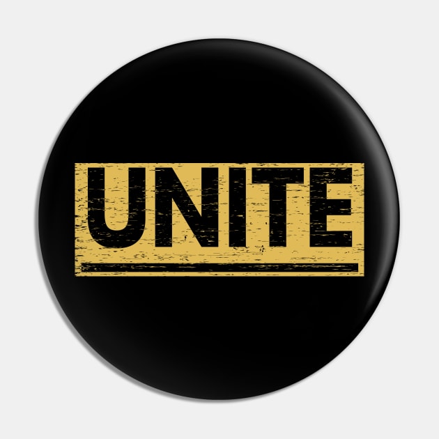 Unite! Typography Yellow Pin by ebayson74@gmail.com