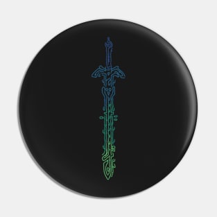 Zonai Gradient Sword Geoglyph Black Background (Totk) Pin