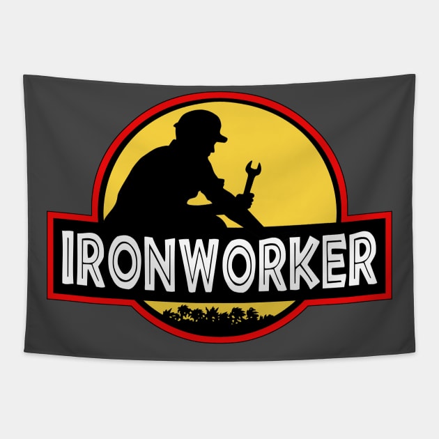 Ironworker Jurassic Park Parody Logo Tapestry by Creative Designs Canada