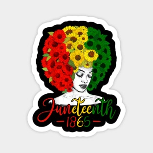 Sunflower Afro Women Black Queen African American Melanin Magnet