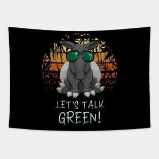 Retro Sunset Jungle Tapir Climate Change Activism Tapestry