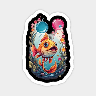 Bubble Love Apparel: Dive into Whimsical Waters with Fishy Affection Tees Magnet